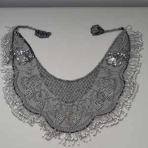 Elegant Silver Beaded Shawl
